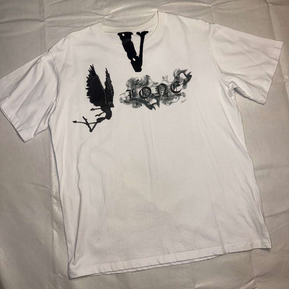 Vlone T shirt Angel No Smoke Devil White Big Logo Streetwear Rap Luxury Large